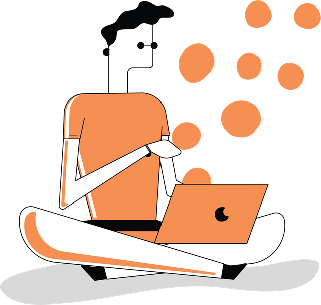 Designtech illustration: a designer working on a laptop