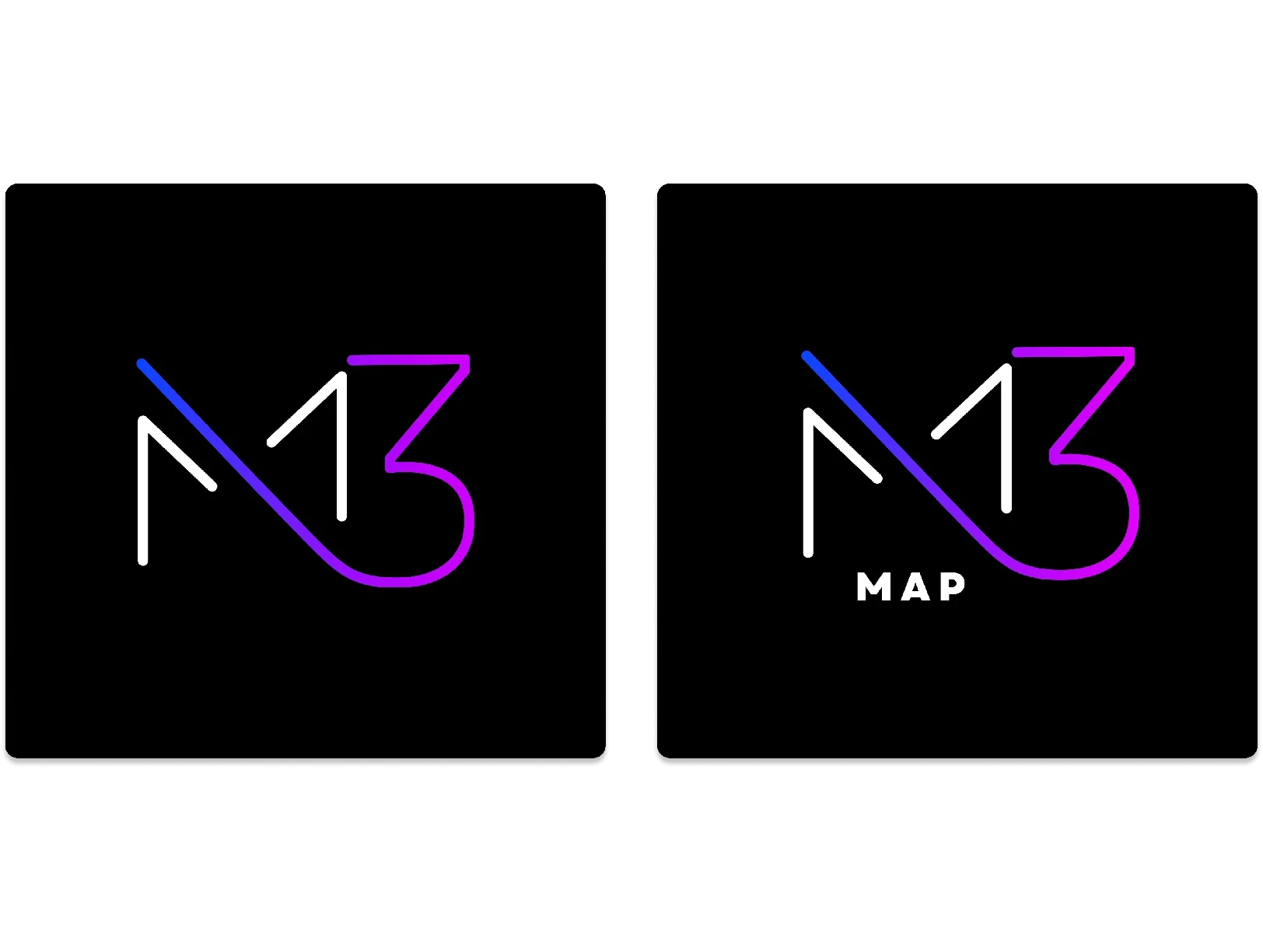 The MAP3 logo: the M and 3 joined by one line, with a blue-to-pink gradient